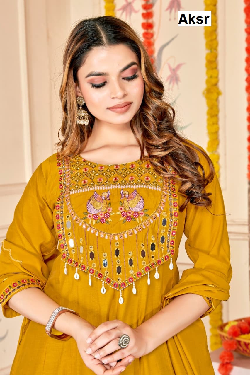 Flairy Design 0109 Aksr Roman Silk Readymade Anarkali Suits Exporter Ahmedabad