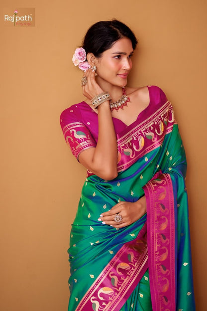 Flamingo Sattin Rajpath Sarees Exporter