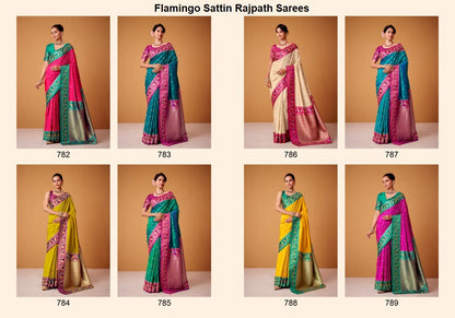 Flamingo Sattin Rajpath Sarees Exporter