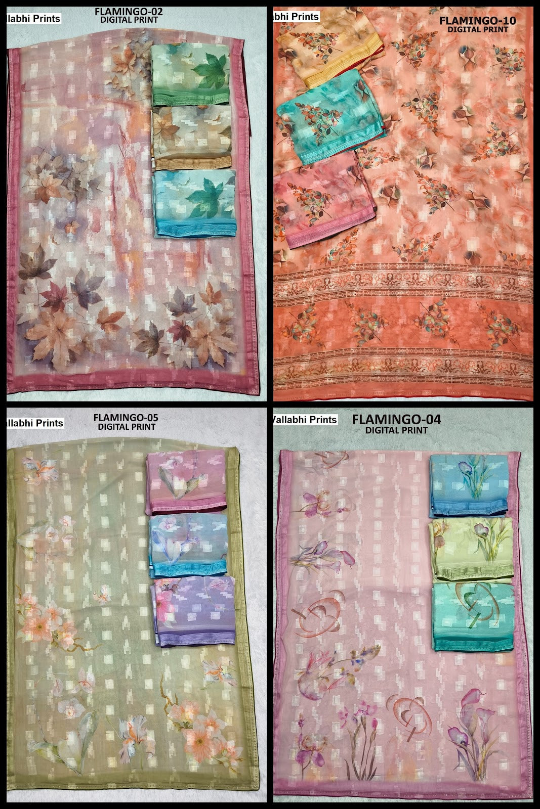 Flamingo Vallabhi Prints Georgette Sarees Manufacturer
