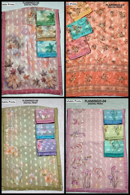 Flamingo Vallabhi Prints Georgette Sarees Manufacturer
