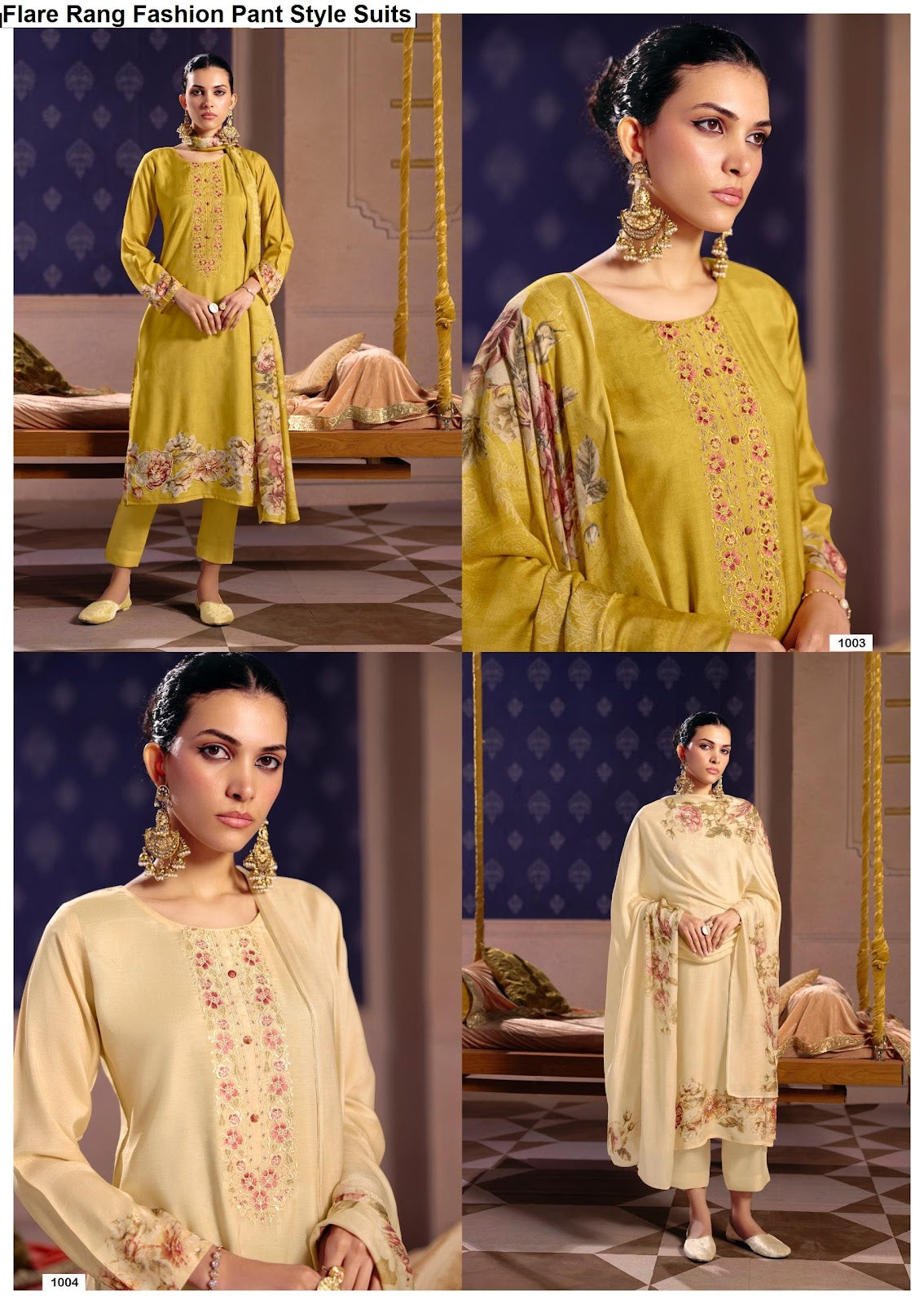 Flare Rang Fashion Viscose Muslin Pant Style Suits Exporter Gujarat