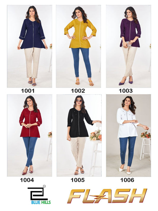 Flash Blue Hills Rayon 14Kg Stylish Tops Wholesaler Gujarat