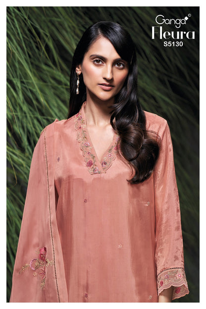 Fleura S5130 Ganga Habutai Silk Plazzo Style Suits Manufacturer Ahmedabad