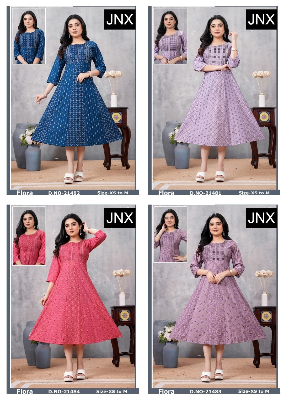 Flora 111225 Jnx Roman Anarkali Kurtis Wholesaler