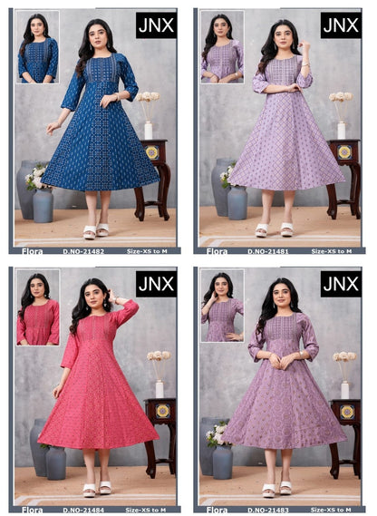 Flora 111225 Jnx Roman Anarkali Kurtis Wholesaler