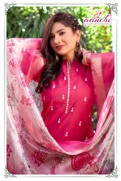 Flora 2.0 Aanchi Roman Silk Readymade Pant Style Suits Wholesale Price