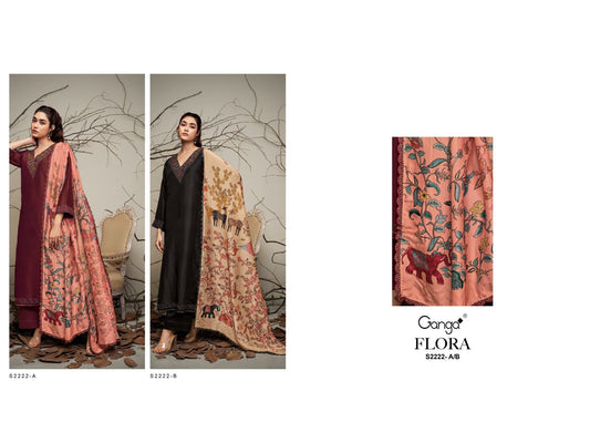 Flora 2222 Ganga Bembarg Silk Plazzo Style Suits Wholesale Price