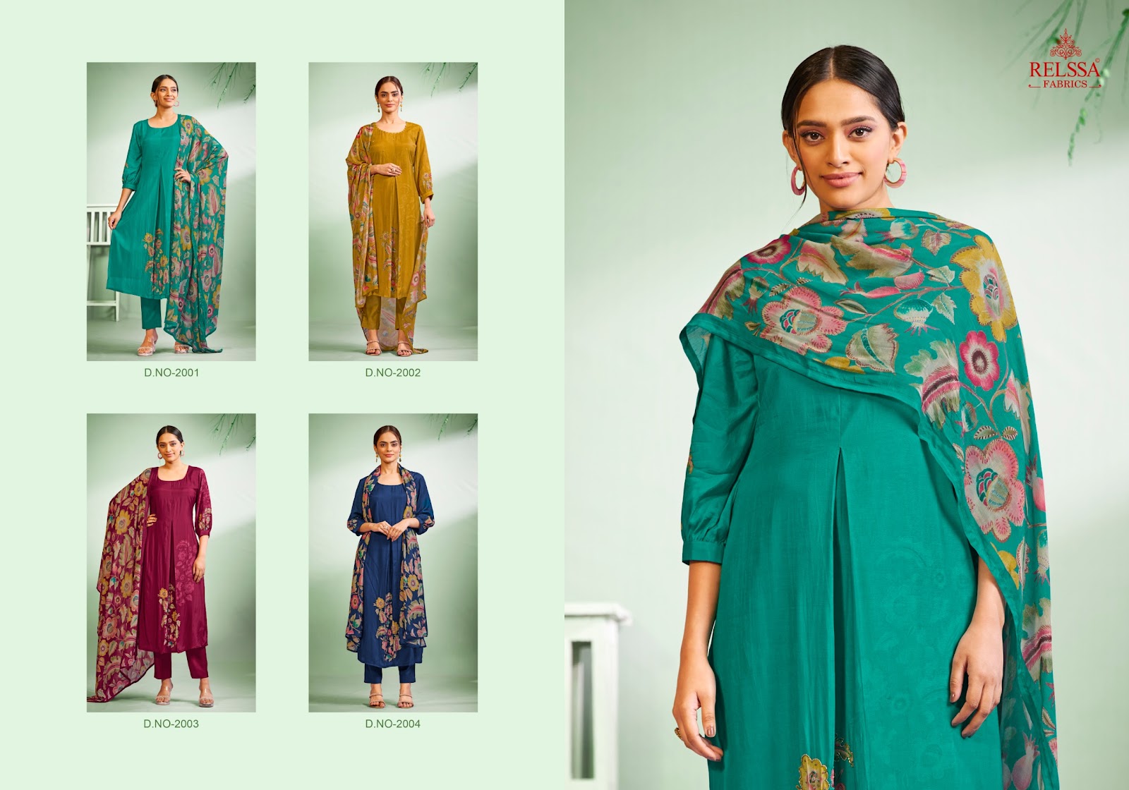 Flora 2 Relssa Fabrics Muslin Pant Style Suits Exporter Gujarat