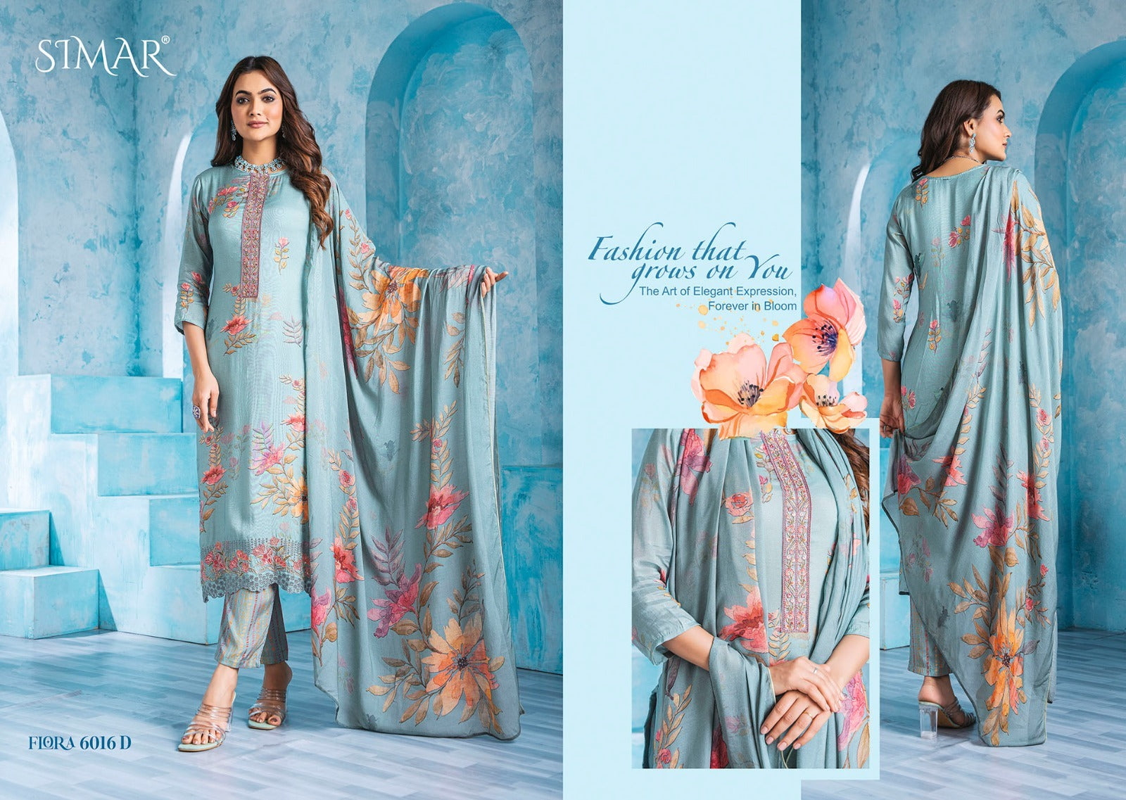 Flora 6016 Simar Viscose Muslin Pant Style Suits Manufacturer