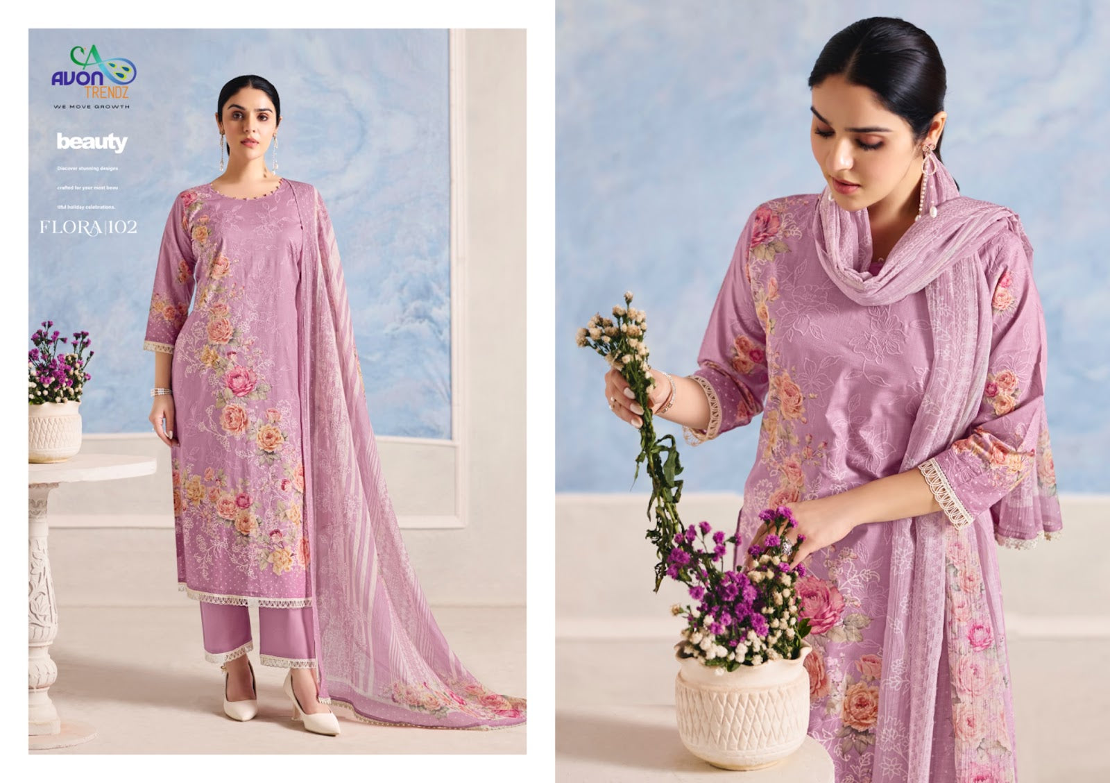 Flora Avon Trendz Cotton Lawn Pakistani Salwar Suits Wholesaler