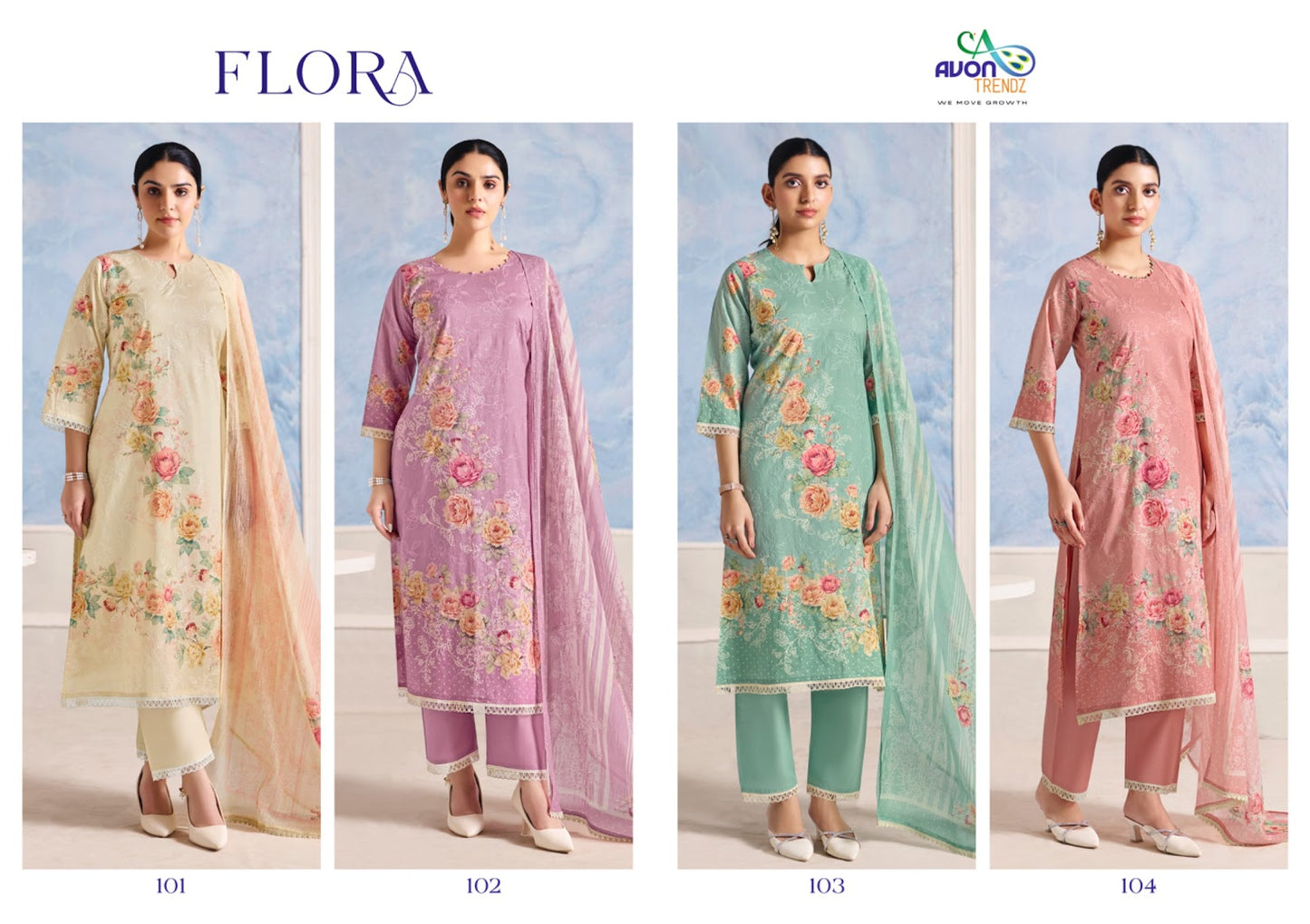 Flora Avon Trendz Cotton Lawn Pakistani Salwar Suits Wholesaler