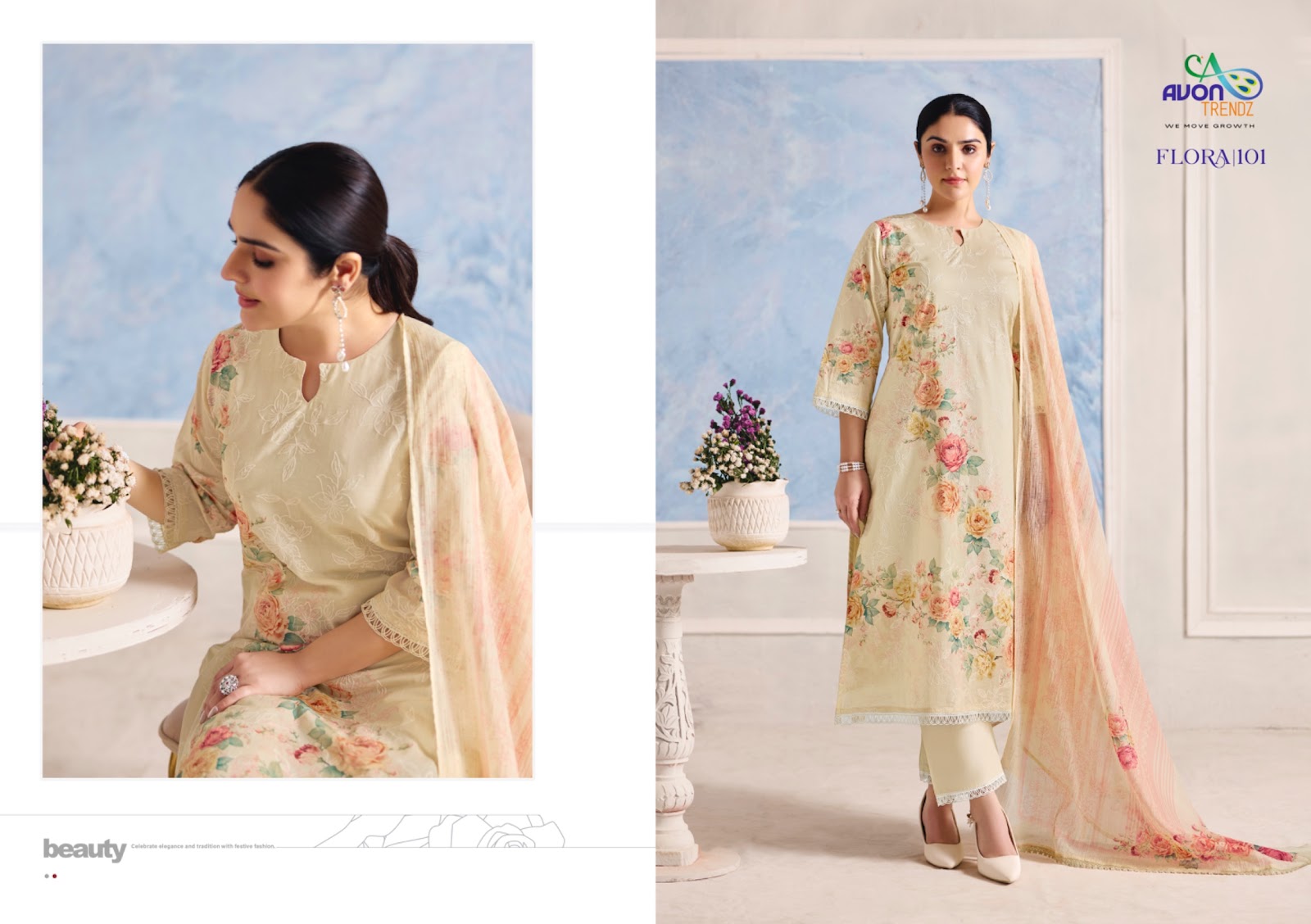 Flora Avon Trendz Cotton Lawn Pakistani Salwar Suits Wholesaler