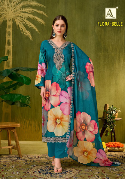 Flora Belle Alok Pure Maslin Karachi Salwar Suits Wholesaler Ahmedabad