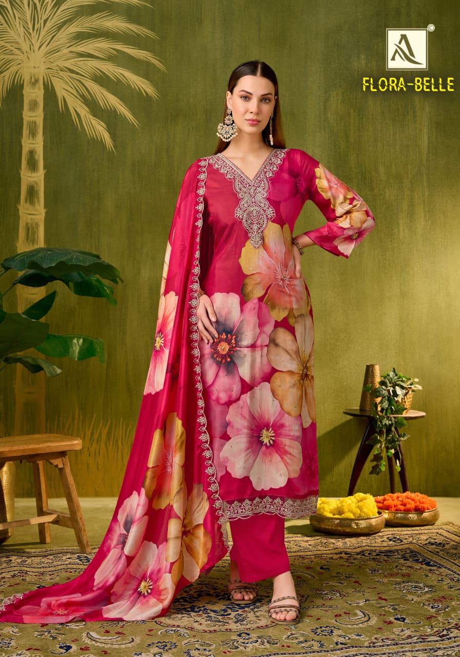 Flora Belle Alok Pure Maslin Karachi Salwar Suits Wholesaler Ahmedabad