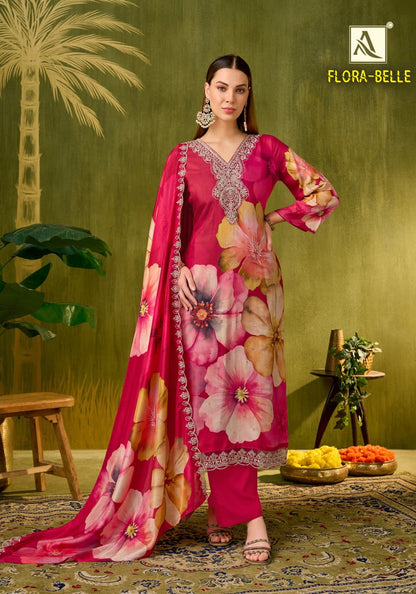 Flora Belle Alok Pure Maslin Karachi Salwar Suits Wholesaler Ahmedabad