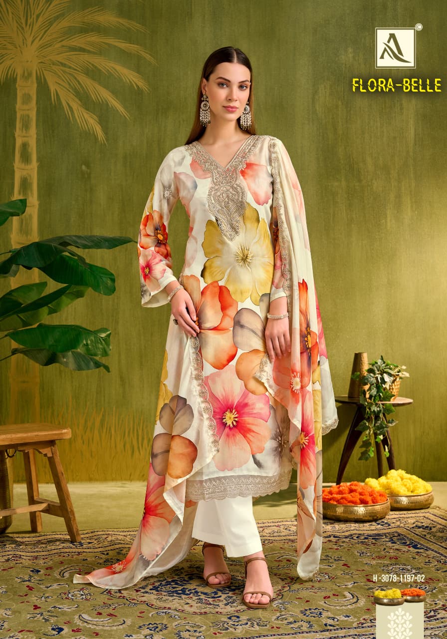 Flora Belle Alok Pure Maslin Karachi Salwar Suits Wholesaler Ahmedabad