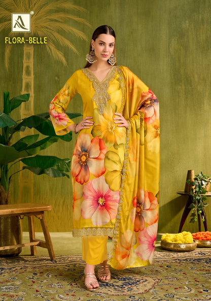 Flora Belle Alok Pure Maslin Karachi Salwar Suits Wholesaler Ahmedabad