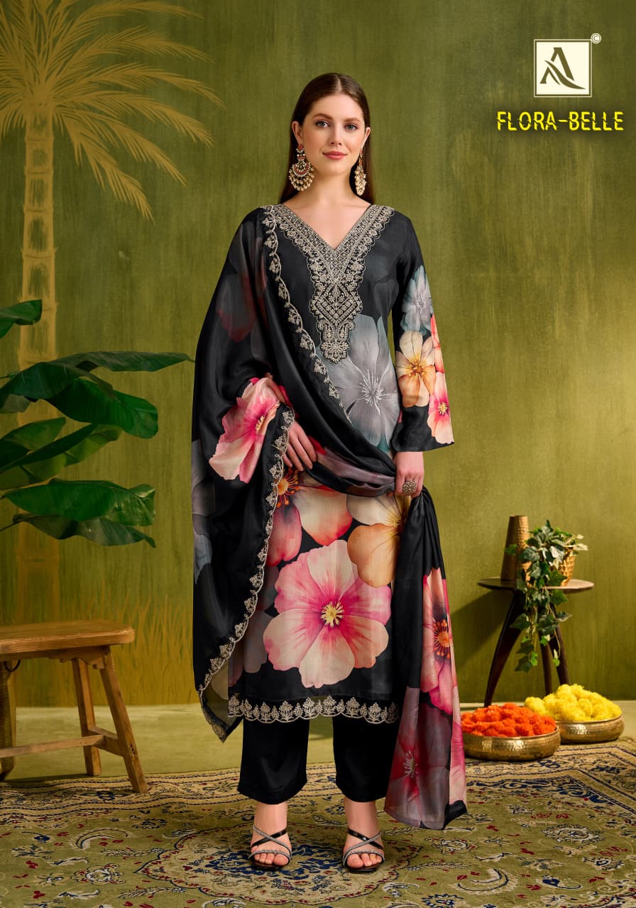 Flora Belle Alok Pure Maslin Karachi Salwar Suits Wholesaler Ahmedabad