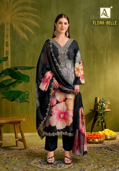 Flora Belle Alok Pure Maslin Karachi Salwar Suits Wholesaler Ahmedabad