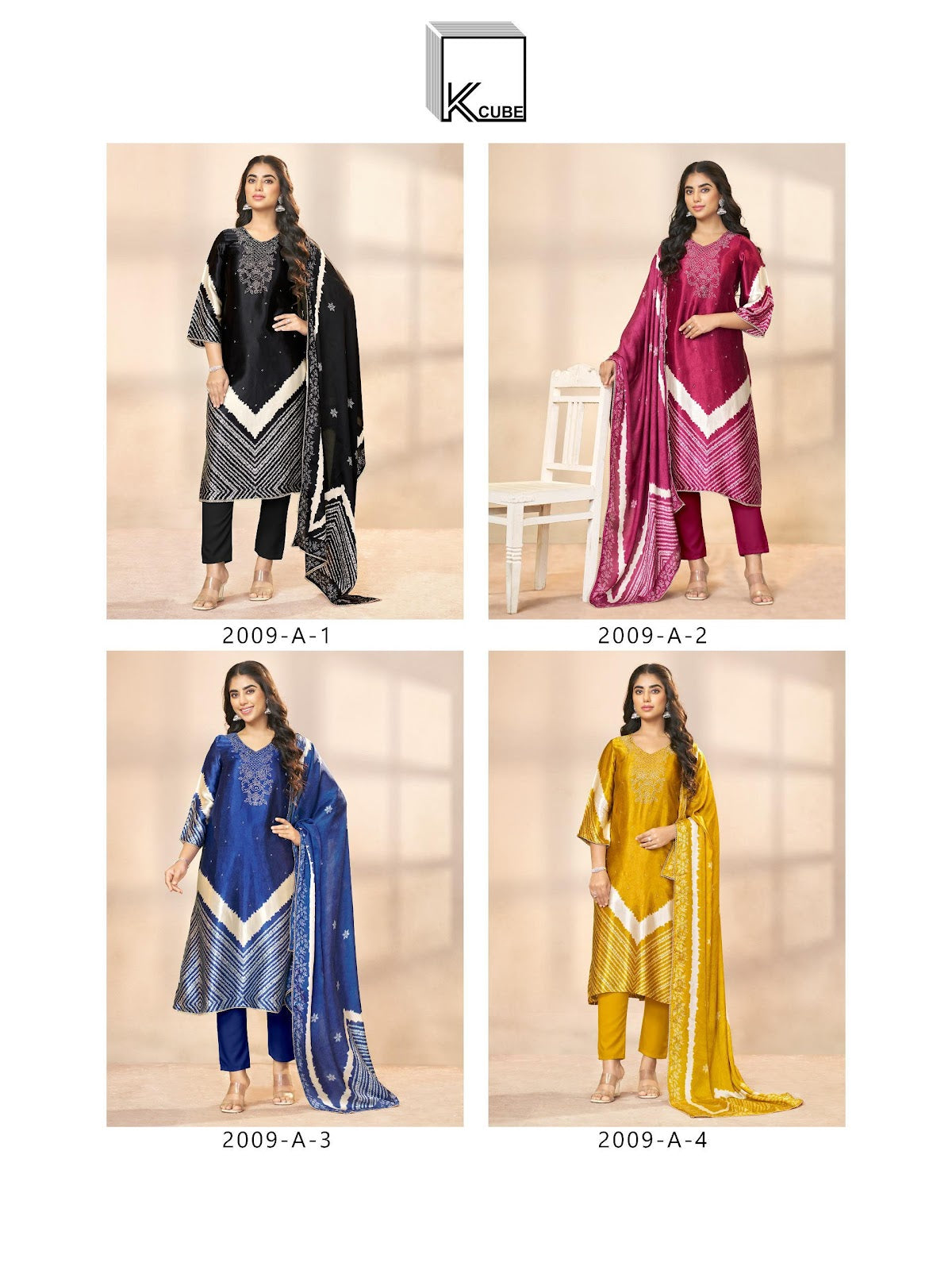 Flora K Cube Gaji Silk Pant Style Suits Manufacturer Ahmedabad