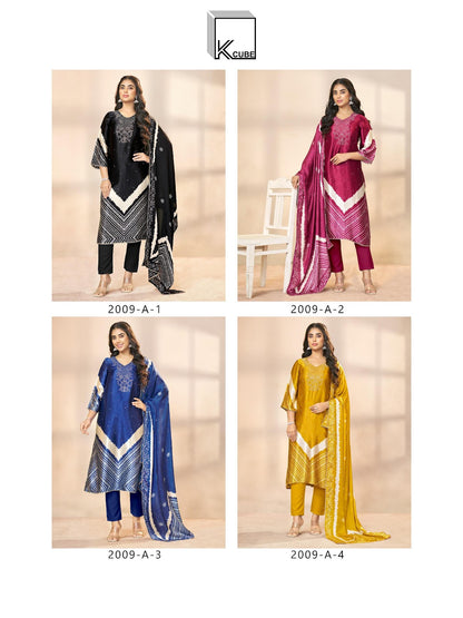 Flora K Cube Gaji Silk Pant Style Suits Manufacturer Ahmedabad