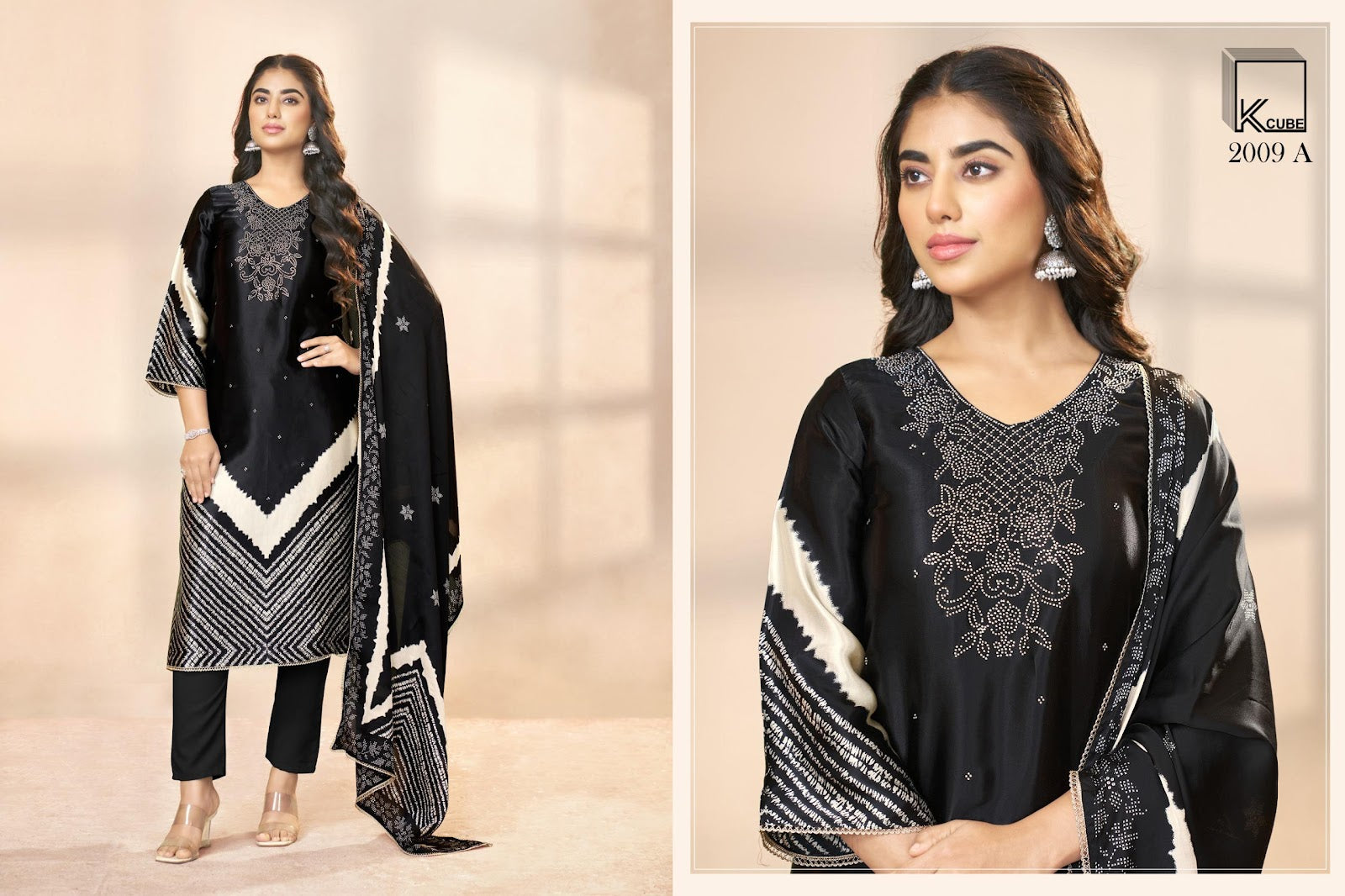 Flora K Cube Gaji Silk Pant Style Suits Manufacturer Ahmedabad