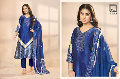 Flora K Cube Gaji Silk Pant Style Suits Manufacturer Ahmedabad