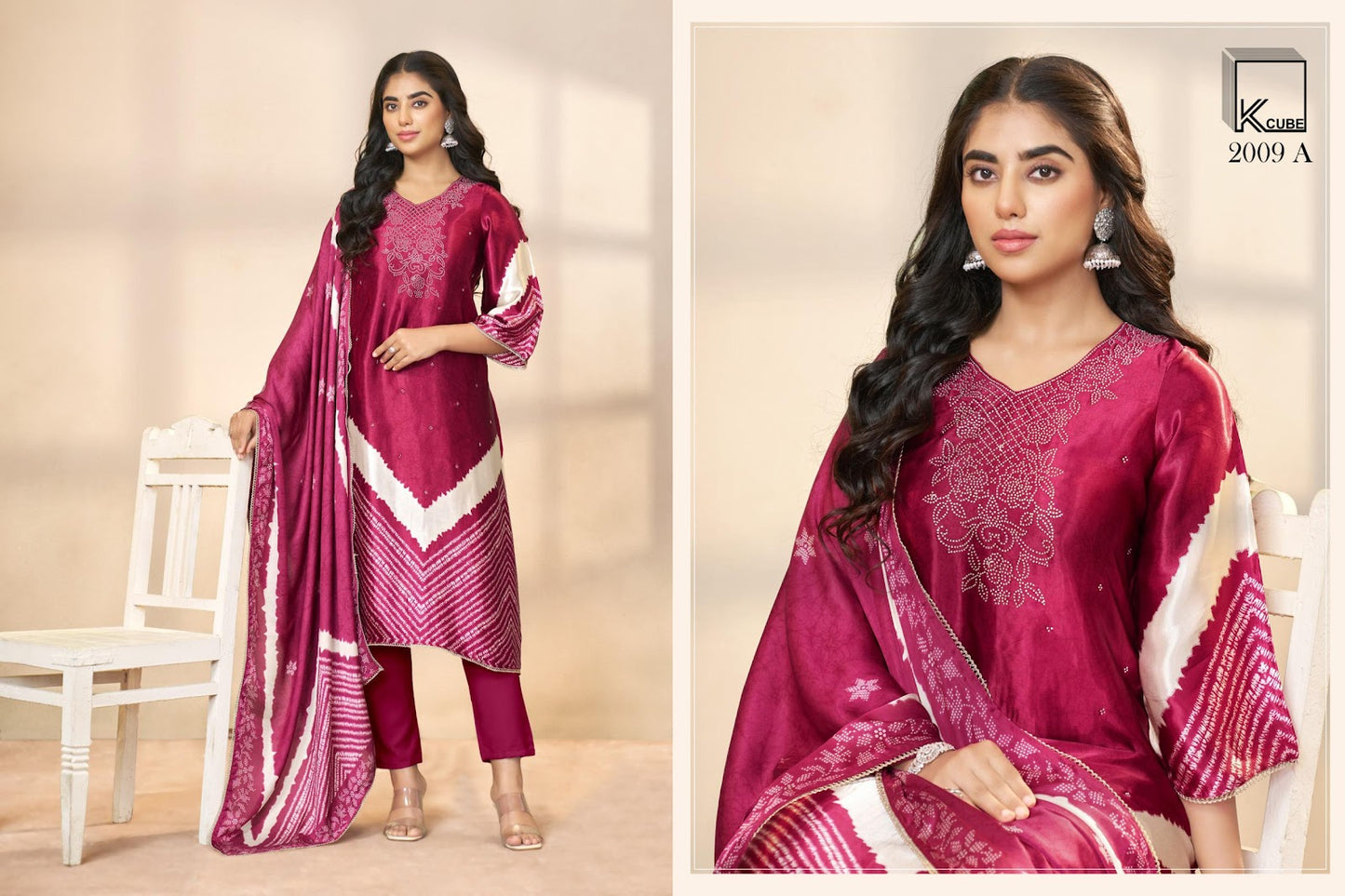 Flora K Cube Gaji Silk Pant Style Suits Manufacturer Ahmedabad