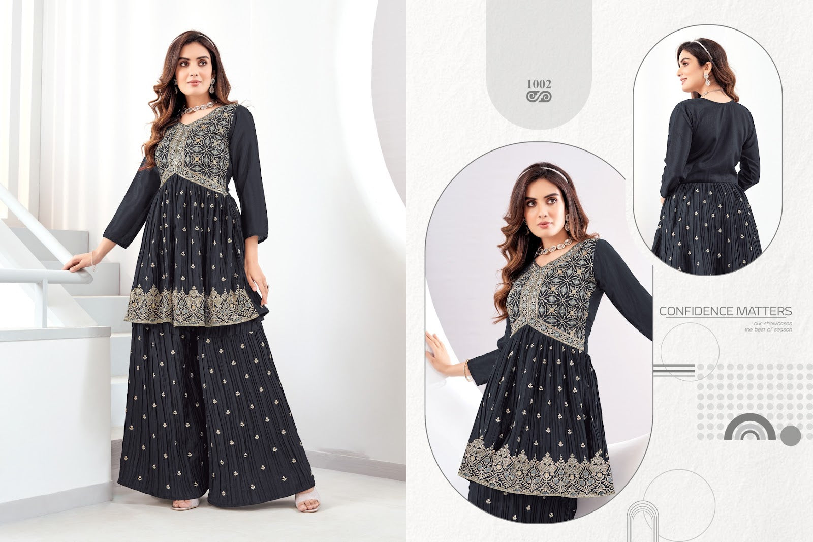 Flora Kf Fashion Chinon Silk Kurti Plazzo Set Supplier Gujarat