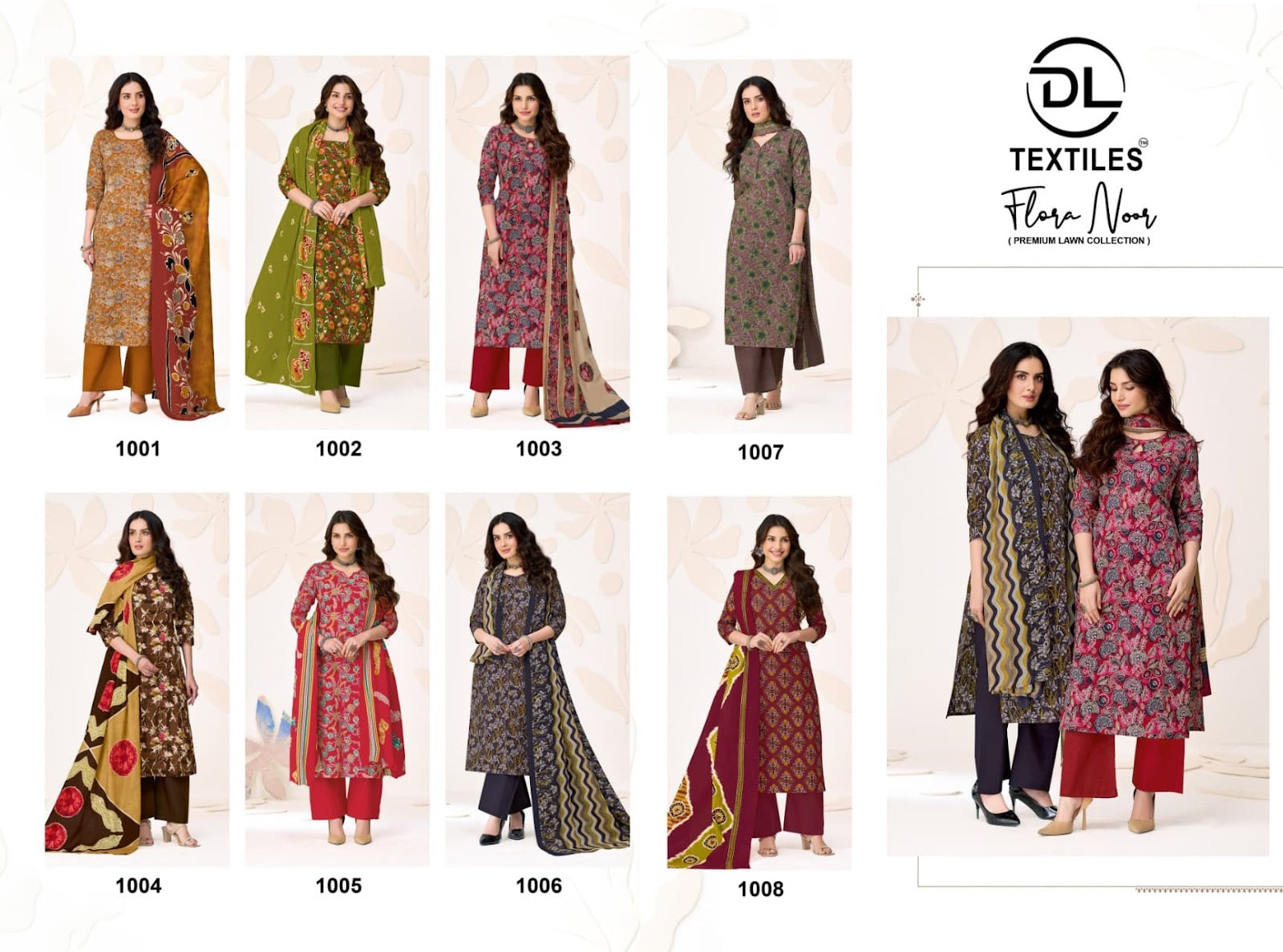 Flora Noor Vol 1 Dl Lawn Karachi Salwar Suits Wholesaler