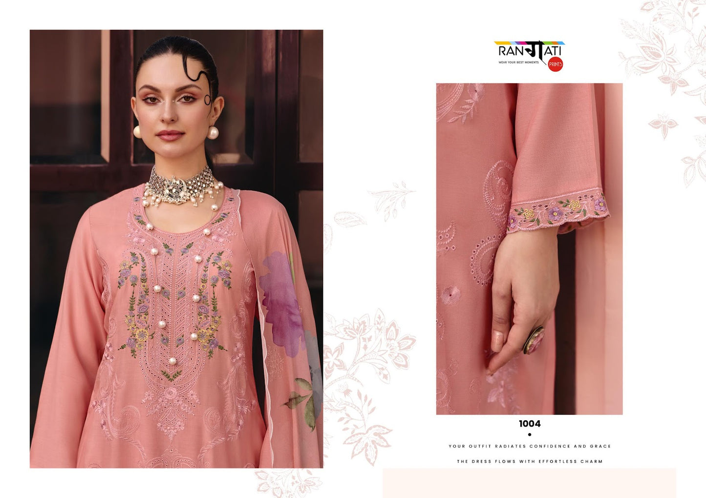 Flora Rangati Prints Silk Pant Style Suits Manufacturer Gujarat