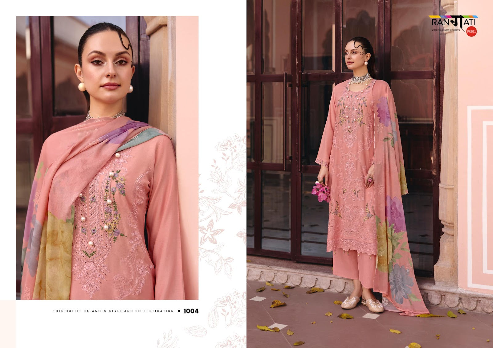 Flora Rangati Prints Silk Pant Style Suits Manufacturer Gujarat