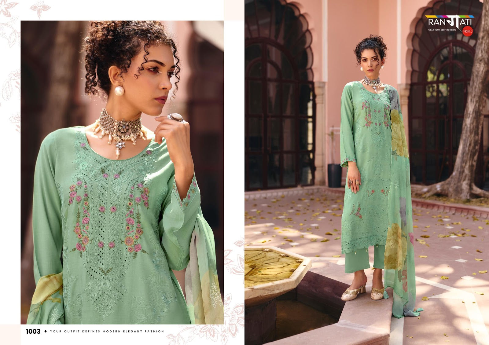 Flora Rangati Prints Silk Pant Style Suits Manufacturer Gujarat