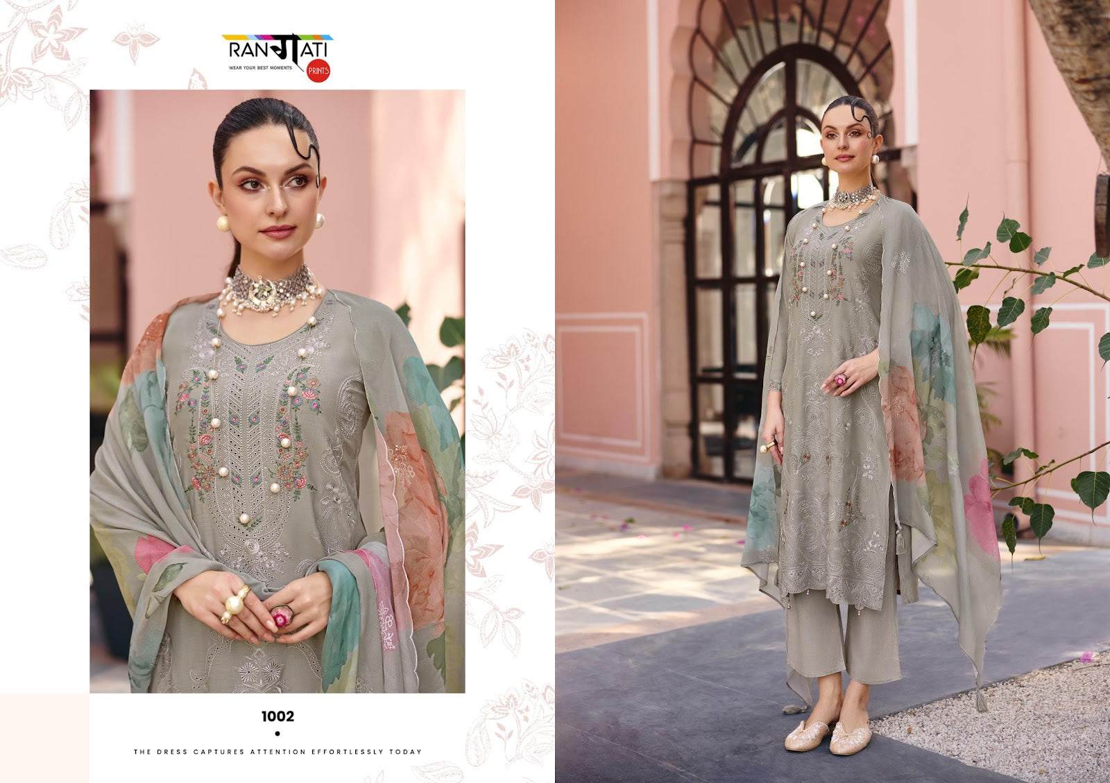 Flora Rangati Prints Silk Pant Style Suits Manufacturer Gujarat