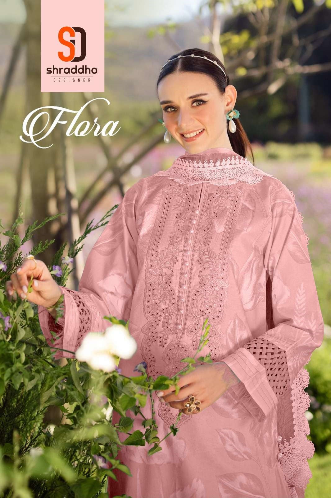 Flora Shraddha Designer Lawn Cotton Karachi Salwar Suits Manufacturer