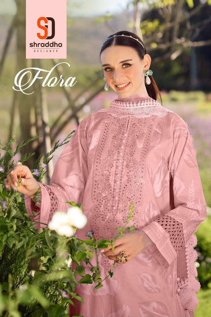 Flora Shraddha Designer Lawn Cotton Karachi Salwar Suits Manufacturer