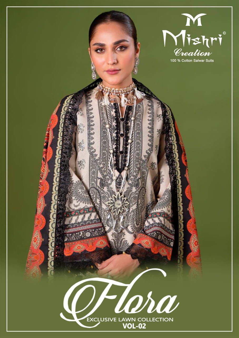 Flora Vol 2 Exclusive Lawn Collection Mishri Karachi Salwar Suits Manufacturer