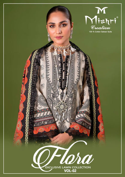 Flora Vol 2 Exclusive Lawn Collection Mishri Karachi Salwar Suits Manufacturer