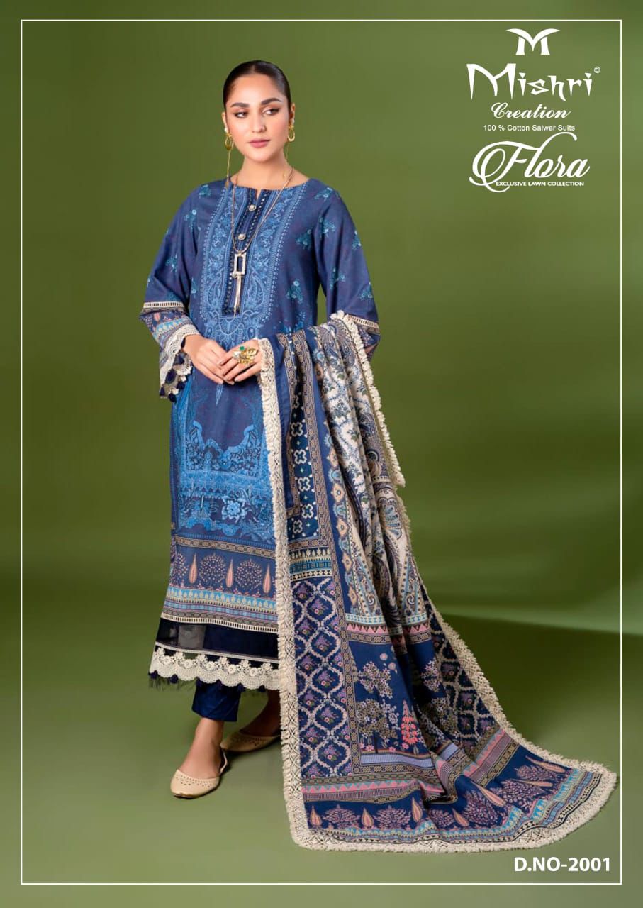 Flora Vol 2 Exclusive Lawn Collection Mishri Karachi Salwar Suits Manufacturer