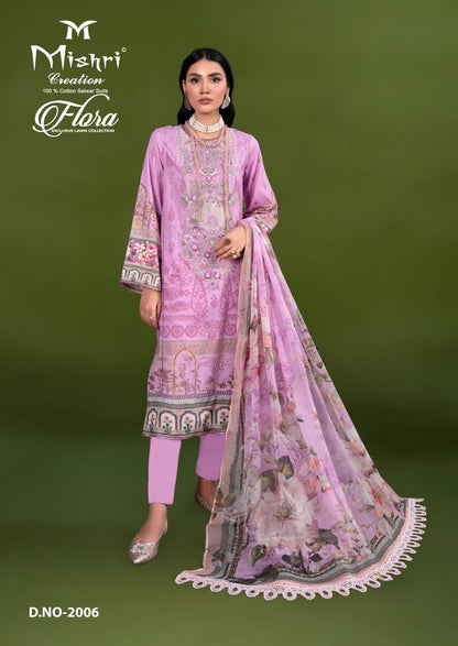 Flora Vol 2 Exclusive Lawn Collection Mishri Karachi Salwar Suits Manufacturer