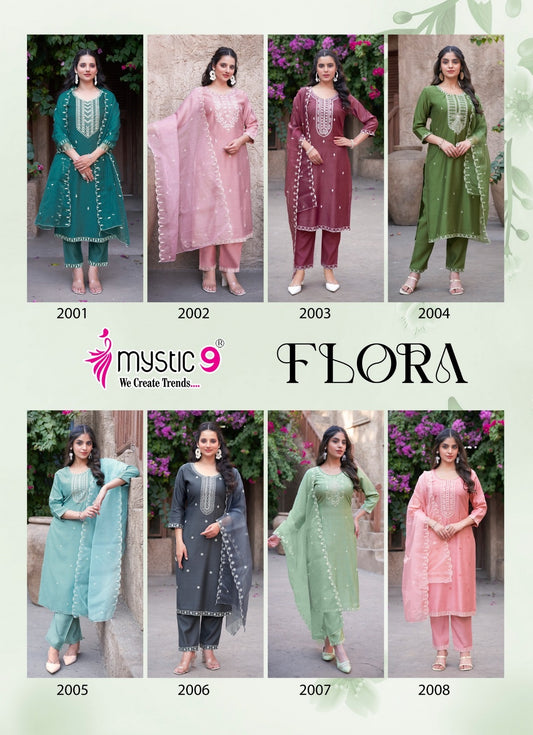 Flora Vol 2 Mystic 9 Viscose Readymade Pant Style Suits Wholesaler