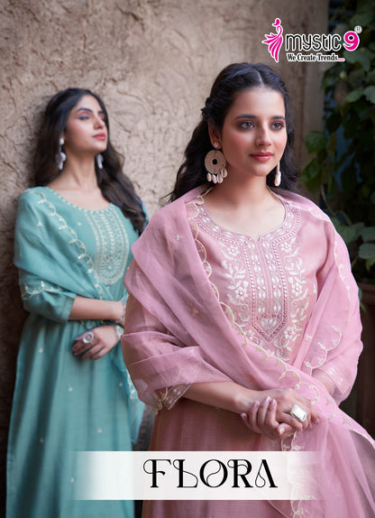 Flora Vol 2 Mystic 9 Viscose Readymade Pant Style Suits Wholesaler