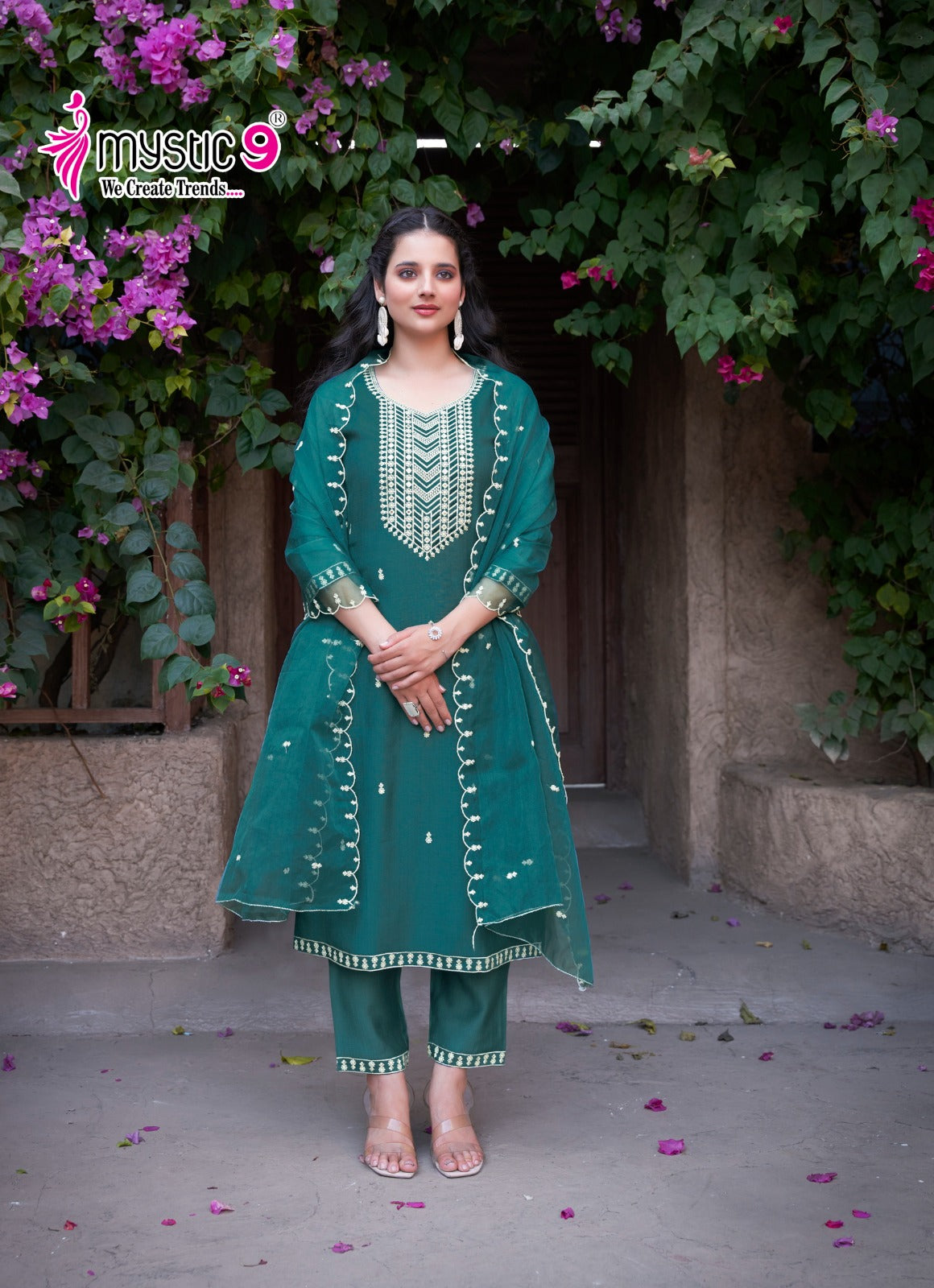 Flora Vol 2 Mystic 9 Viscose Readymade Pant Style Suits Wholesaler