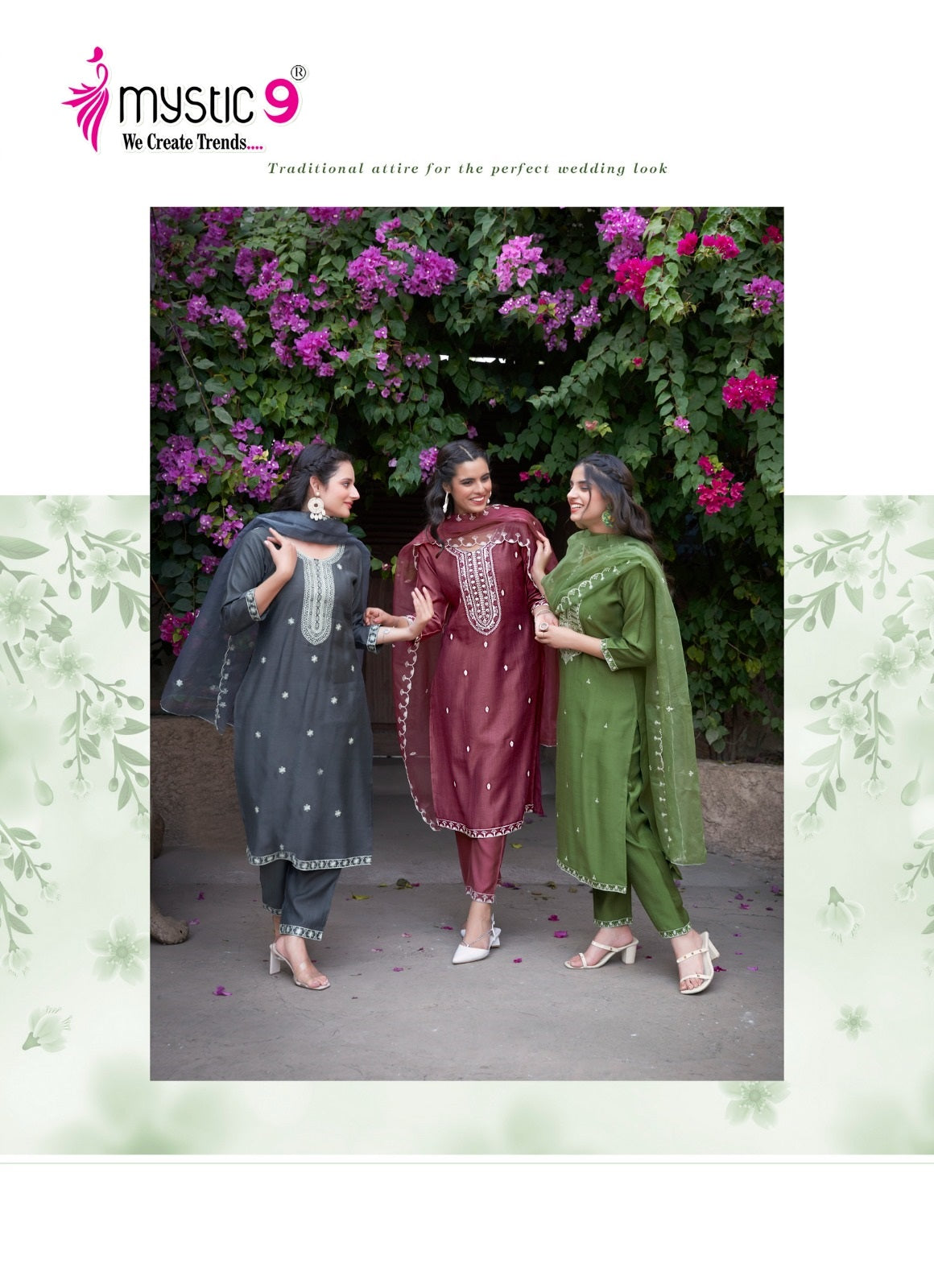 Flora Vol 2 Mystic 9 Viscose Readymade Pant Style Suits Wholesaler