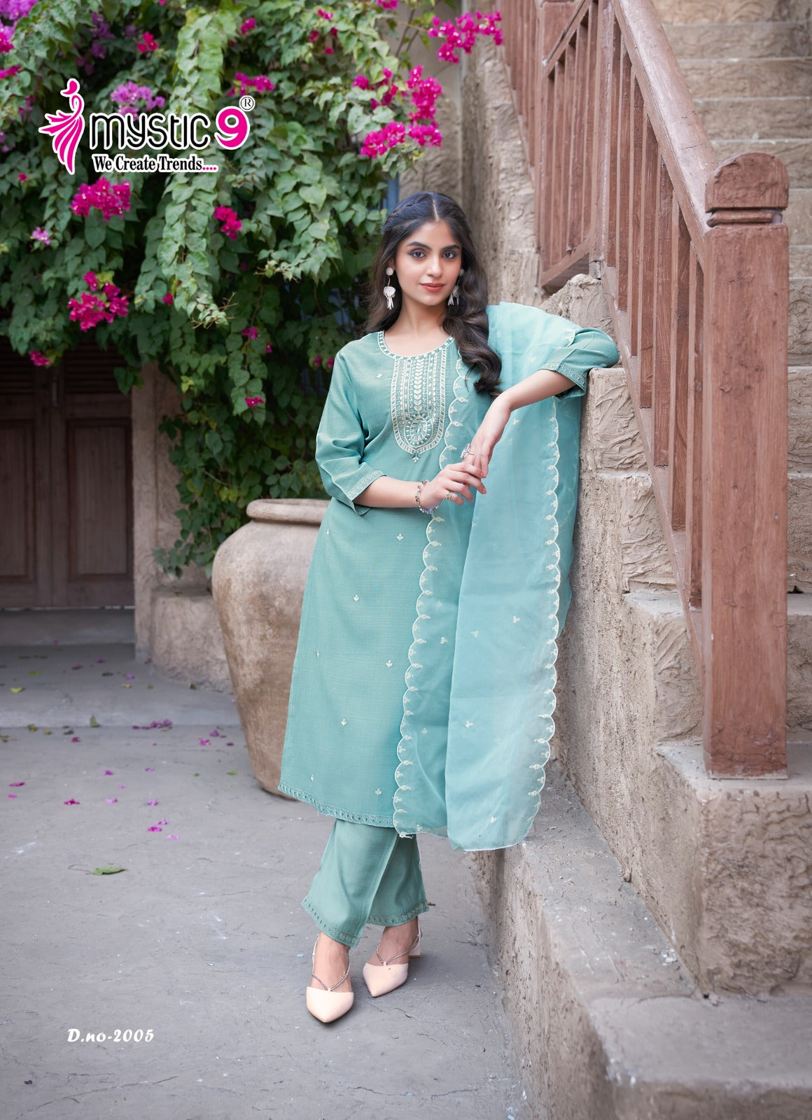 Flora Vol 2 Mystic 9 Viscose Readymade Pant Style Suits Wholesaler