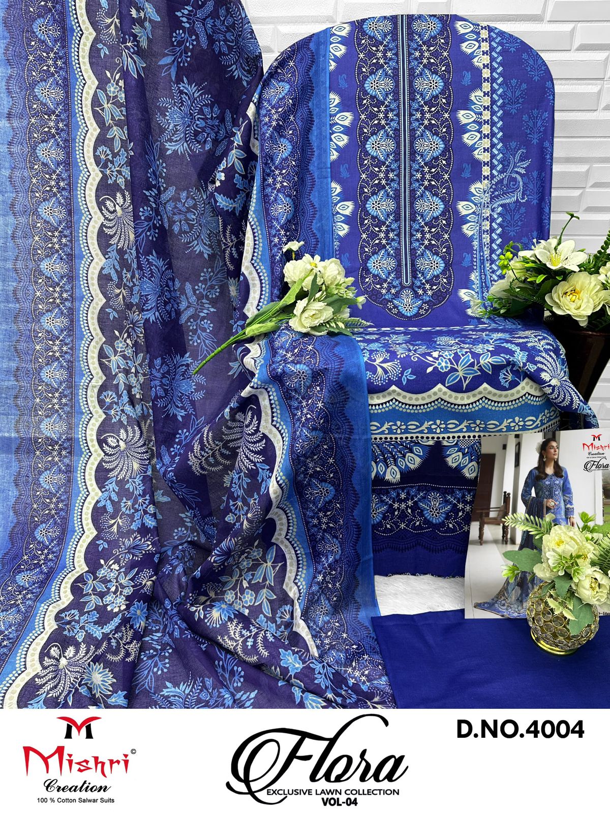 Flora Vol 4 Exclusive Lawn Collection Mishri Lawn Cotton Karachi Salwar Suits Exporter Gujarat