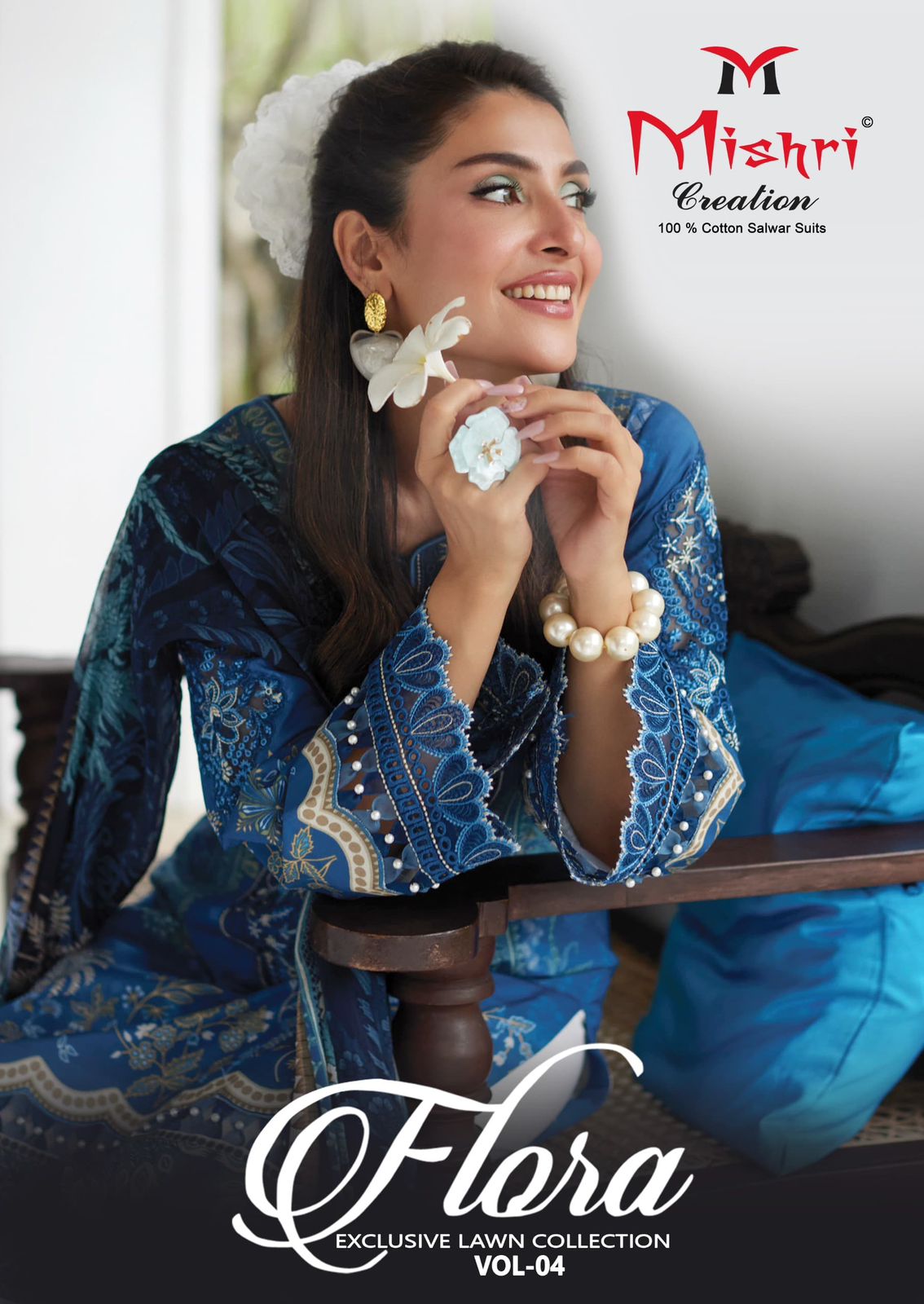 Flora Vol 4 Exclusive Lawn Collection Mishri Lawn Cotton Karachi Salwar Suits Exporter Gujarat