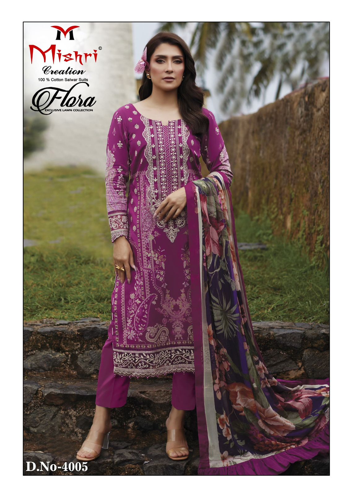 Flora Vol 4 Exclusive Lawn Collection Mishri Lawn Cotton Karachi Salwar Suits Exporter Gujarat
