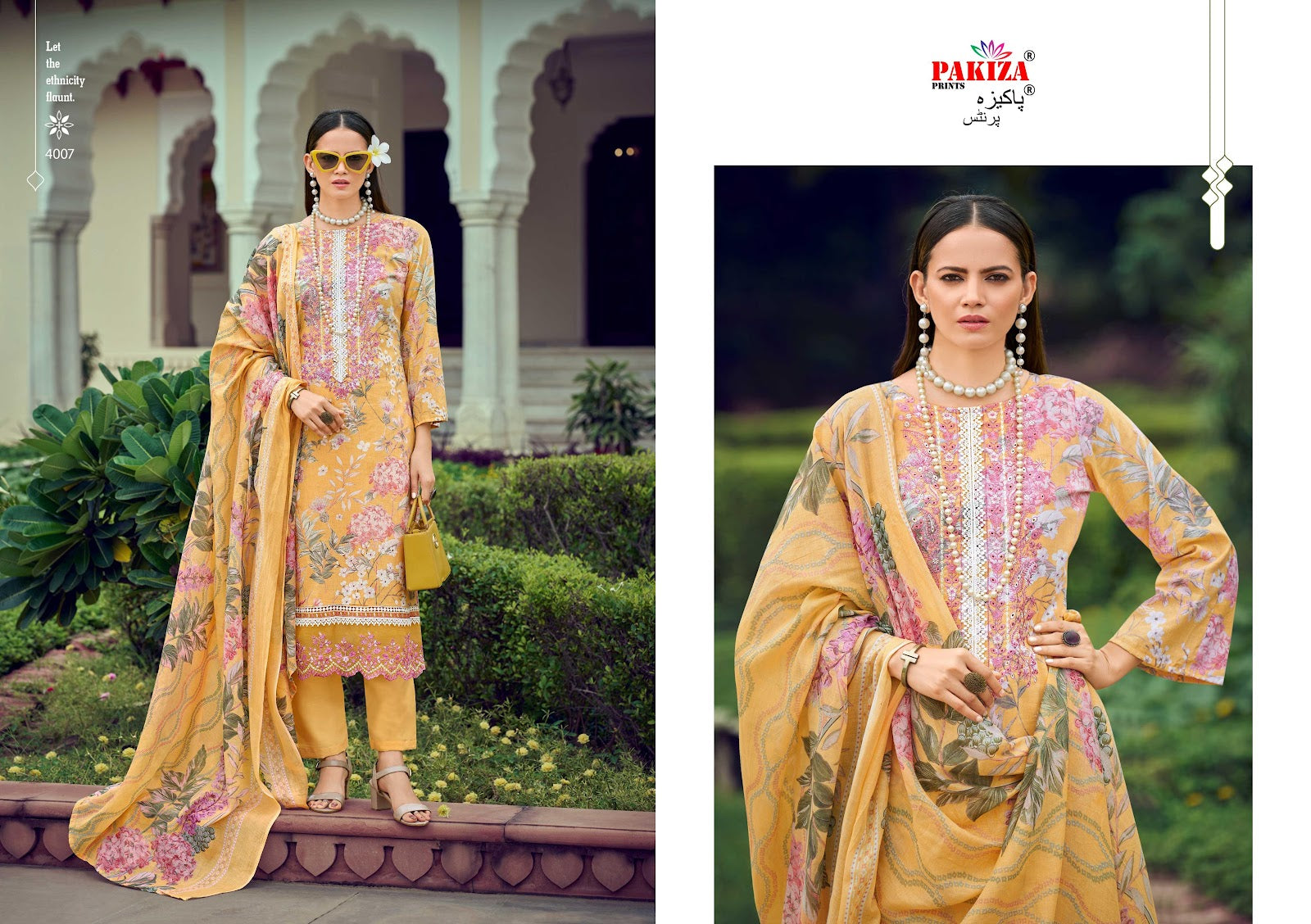 Flora Vol 4 Pakiza Prints Lawn Cotton Karachi Salwar Suits Exporter Gujarat